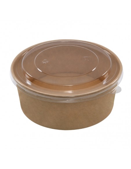 ENSALADERA DE CARTON KRAFT 350ML + TAPA 25UDS